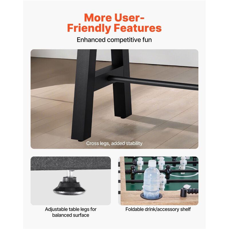 Indoor Foosball Table with 4 Balls, Score Keeper, Cup Holders, Durable Soccer Set image number 5