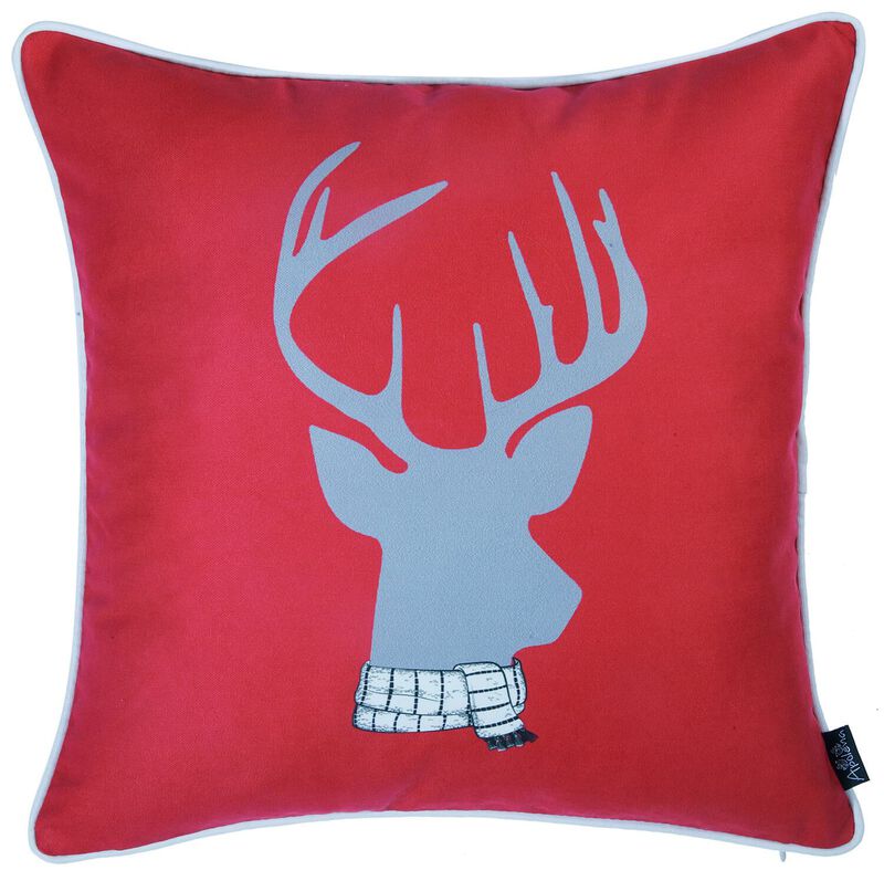 Homezia Set Of 4 18" Winter Deer Throw Pillow Cover In Multicolor