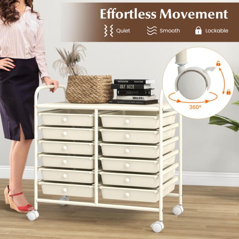 Hivvago 12 Drawers Rolling Storage Cart for Home and Office