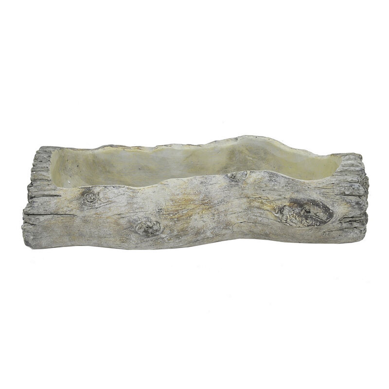 Decorative Faux Log Planter, Driftwood Style Terracotta, 13 Inch Gray image number 2