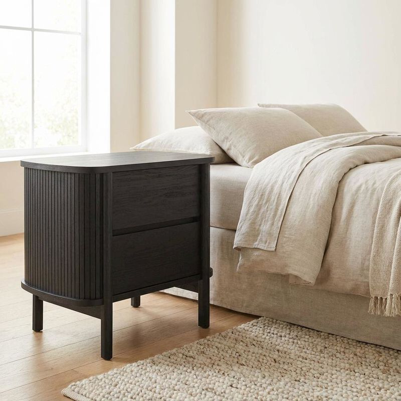 Nightstand with Modern Design and Compact Storage in Brown Finish image number 2