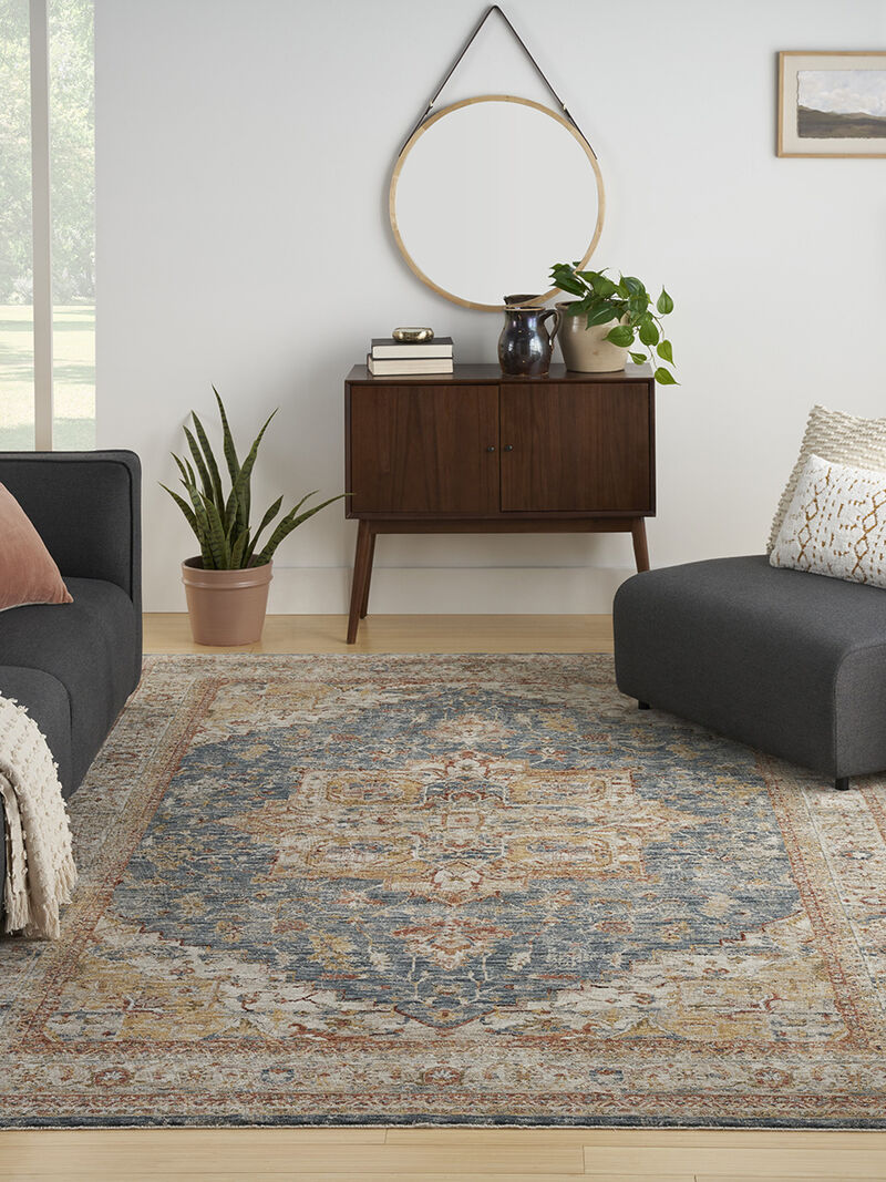 Sahar SHR06 Ivory/Blue 5'3" x 7'8" Rug