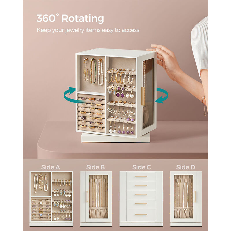360&deg; Rotating Jewelry Box with Multi-Layer Storage and Elegant Design