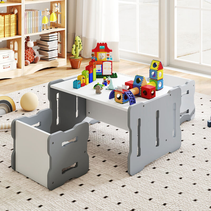 Toddler 3-Piece Activity Table Set with 2 Stools for Play and Learning image number 5