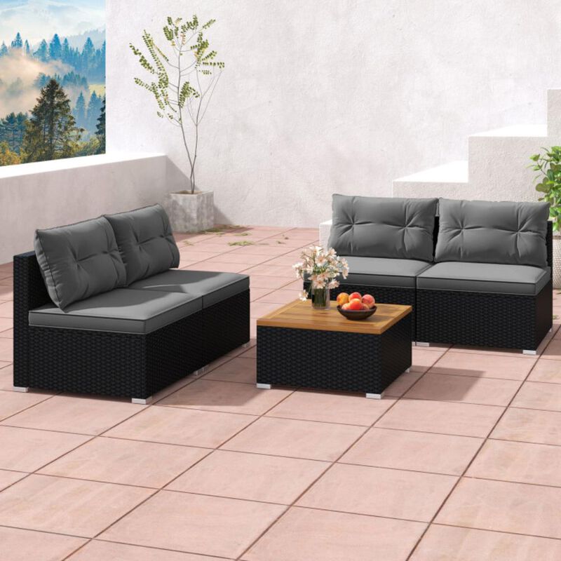 Hivvago 5 Piece Outdoor Furniture Set with Solid Tabletop and Soft Cushions