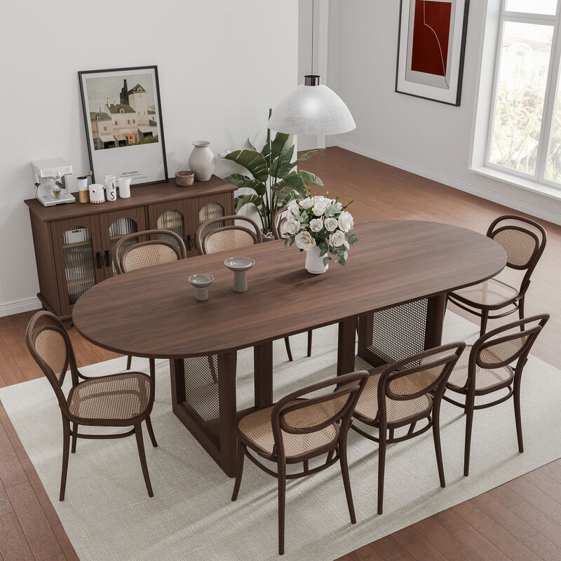 79 Cinna Black Oak Wood Oval Dining Table (Seats 8).