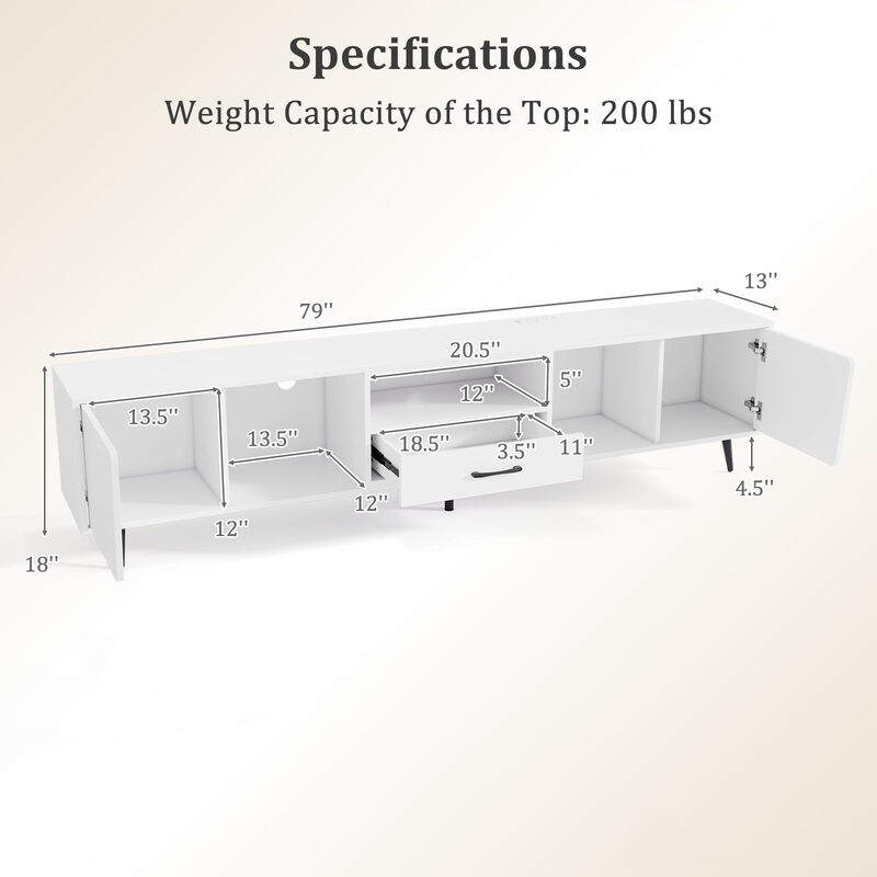 Modern Mid Century TV Stand for 90 Inch TVs with Storage Cabinet image number 2