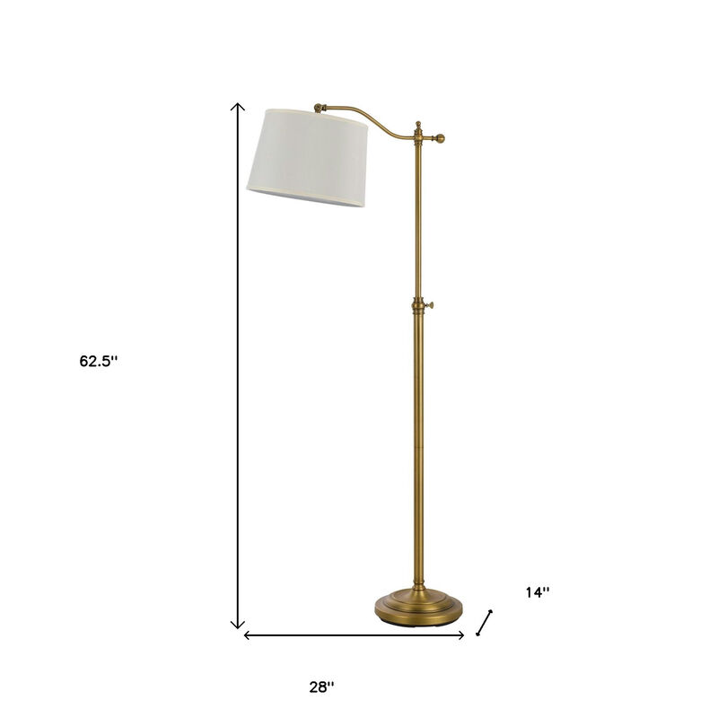 HomeRoots 63" Bronze Adjustable Height Swing Arm Floor Lamp With White Fabric Shade image number 5