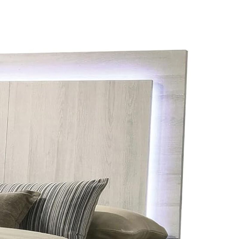 Queen Bedroom Set, White Wash, Chrome, 3 Piece Set with 2 Nightstands image number 6