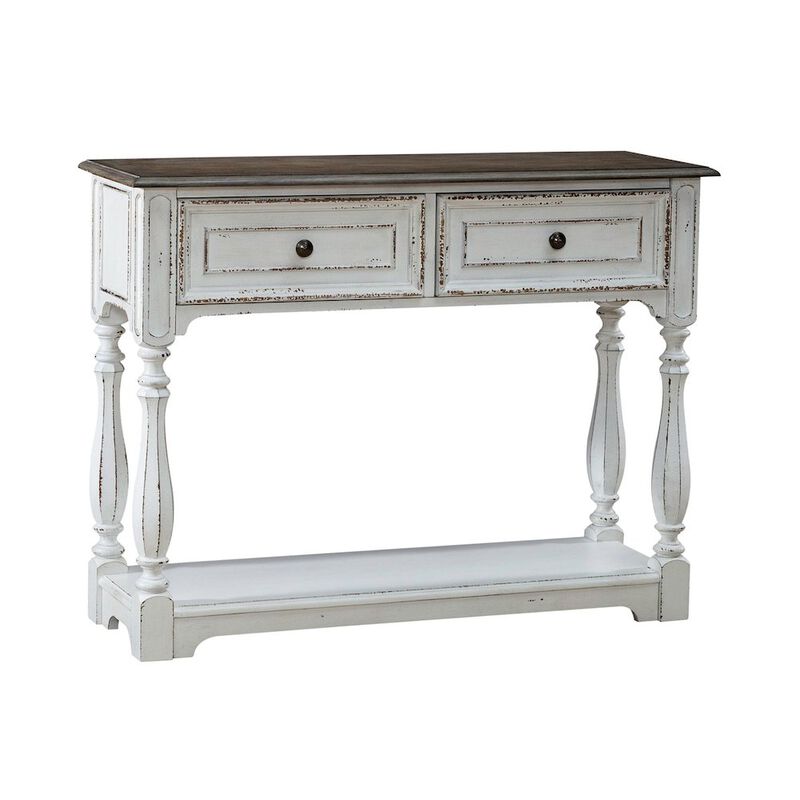 Liberty Furniture Manor 42 Inch Hall Console Table  Storage - Antique White & Weathered Bark image number 0