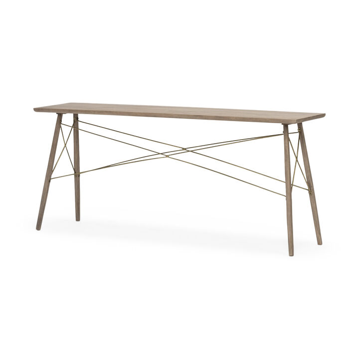 HomeRoots 66" Brown Solid Wood Console Table