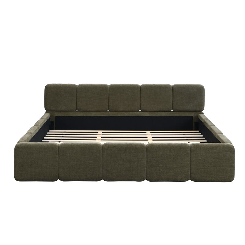 Christopher Knight Home Wilona Modern Wooden Linen Upholstered Platform Bed with Headboard image number 0
