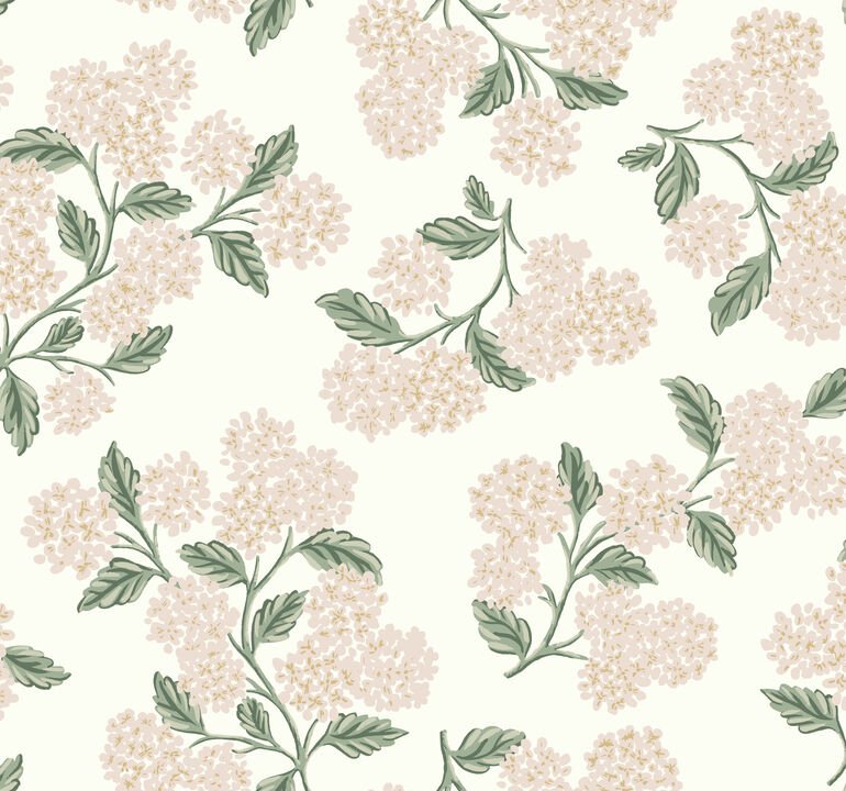 Hydrangea Beige & Pink Wallpaper