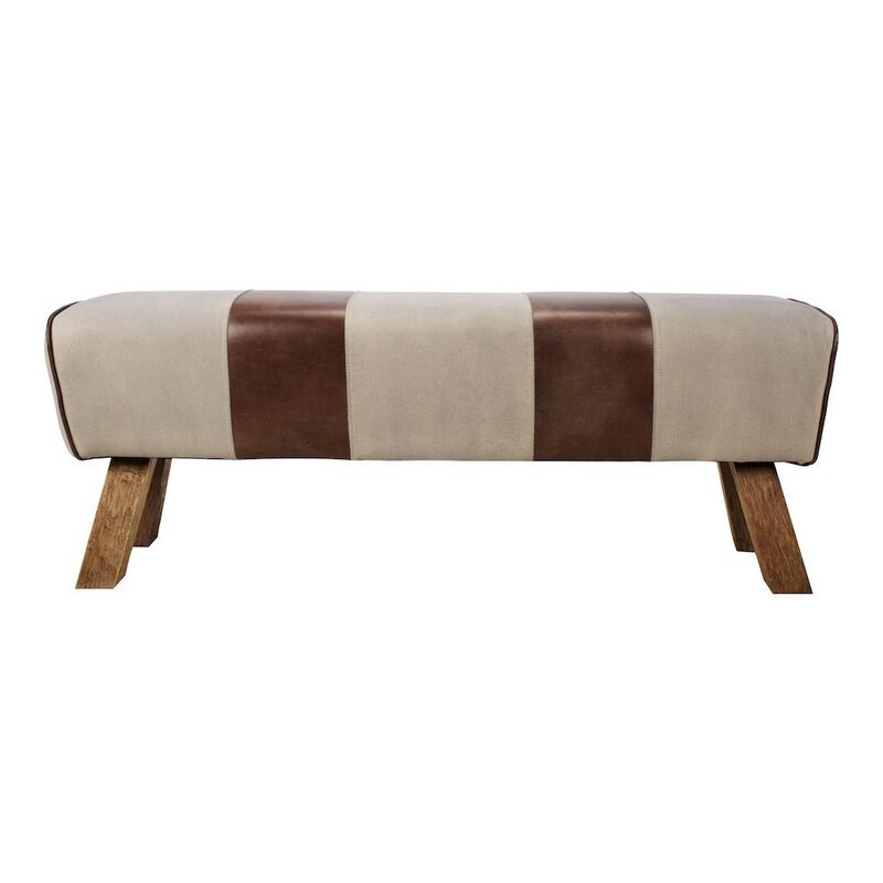 Starlight Canyon Home Brown Leather Bench, Elegant Entryway Bench with Wooden Legs image number 1