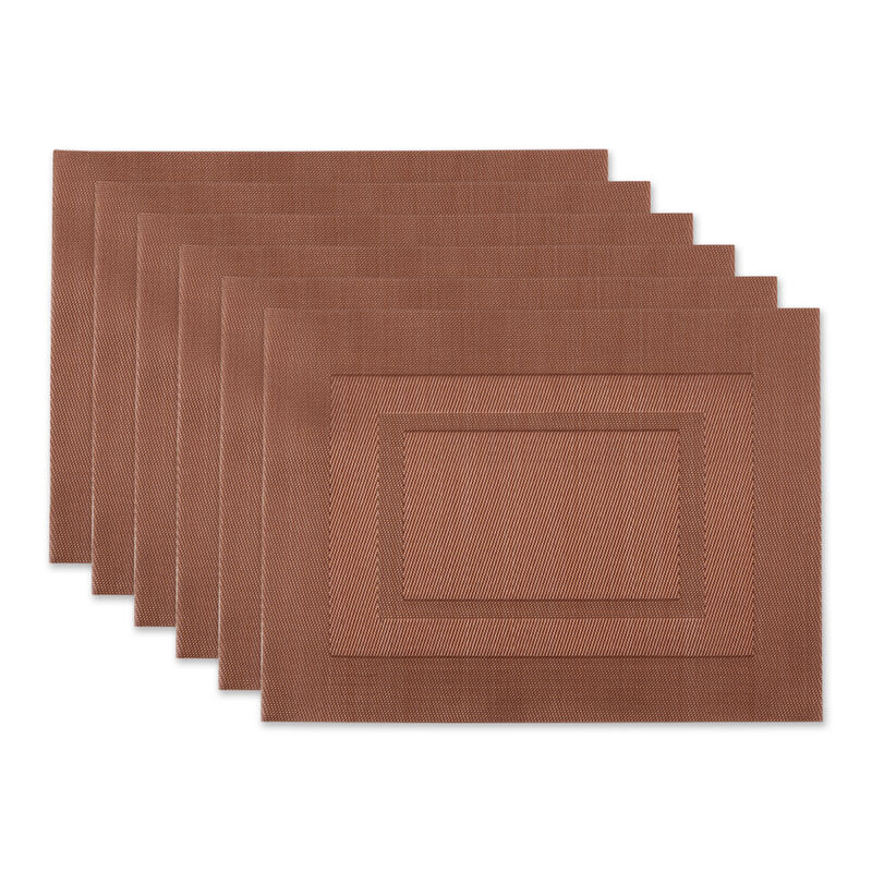 Set of 6 Cinnamon Red Double Frame Rectangular Outdoor Placemats 17.25"