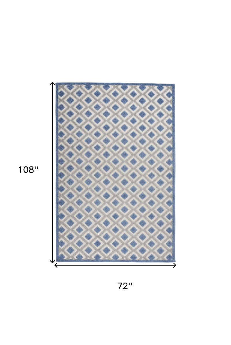 HomeRoots 6' X 9' Blue And Gray Geometric Indoor Outdoor Area Rug image number 6