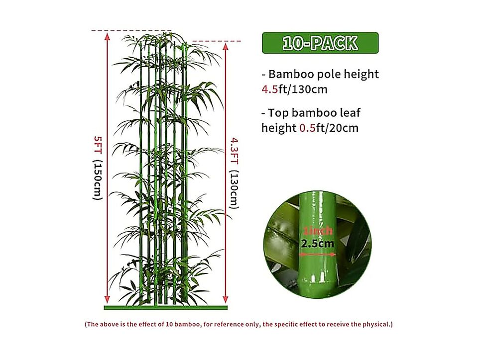 5 Ft Artificial Bamboo Tree 10 Pack Fake Plant Trees Indoor Outdoor Plants Fence
