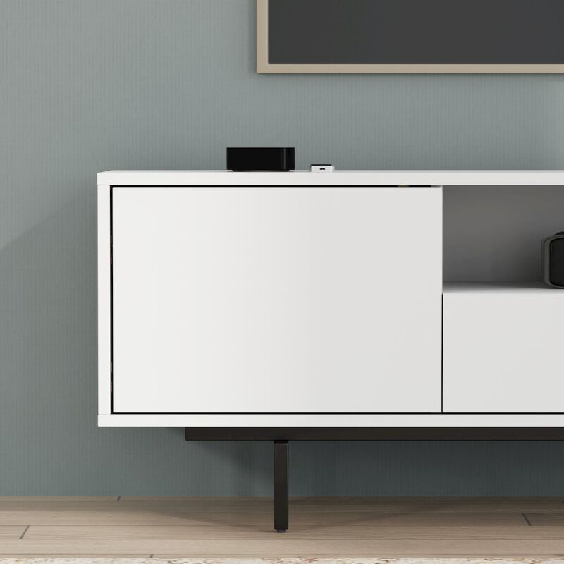 Comfort Pointe Avichi White Laminate 3 Door TV Console