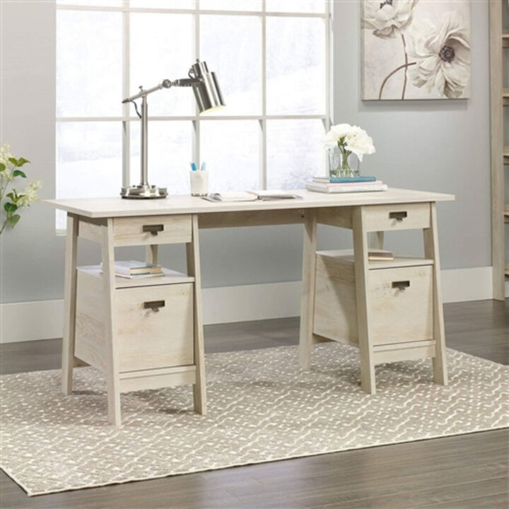 Traditional Farmhouse Office Desk with File Cabinets