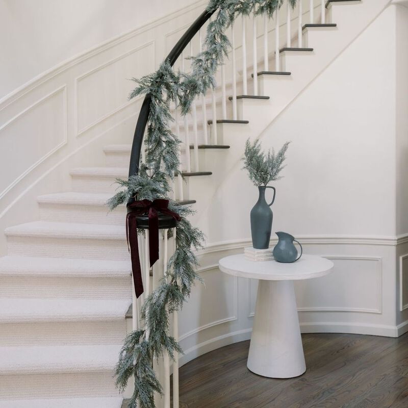 9' Flocked Cedar Garland image number 9