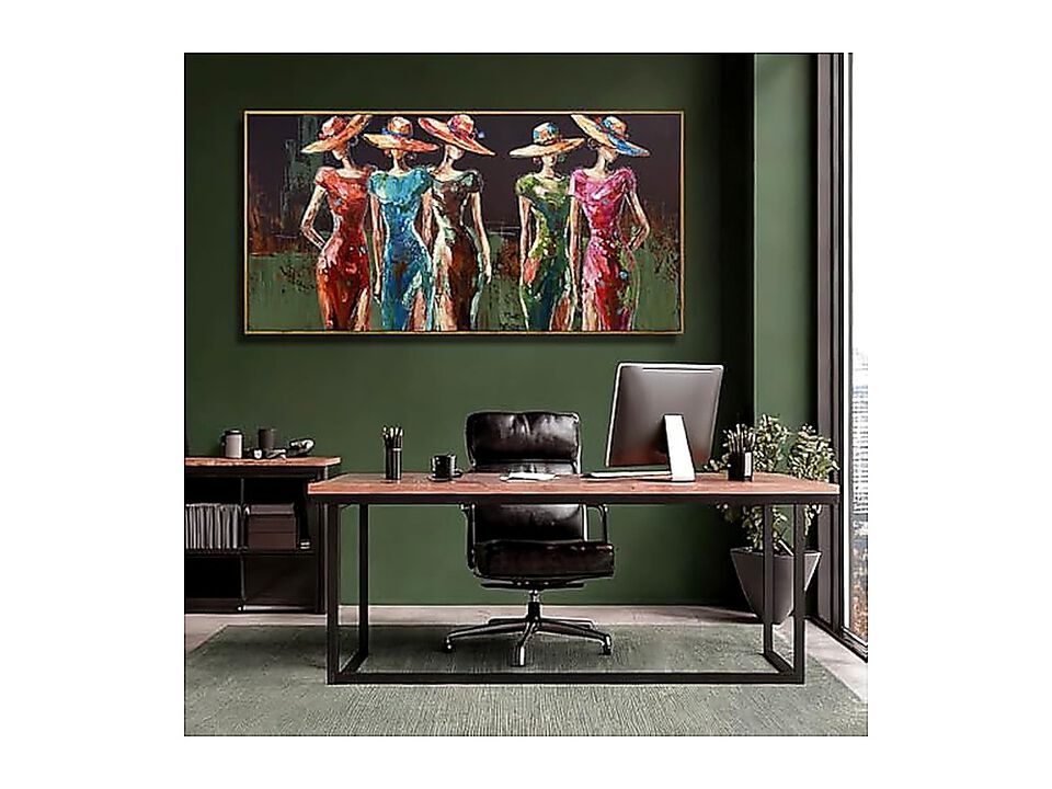 Women Wall Art Colorful Decor Green Pink Poster Modern Figure Living Room Girl