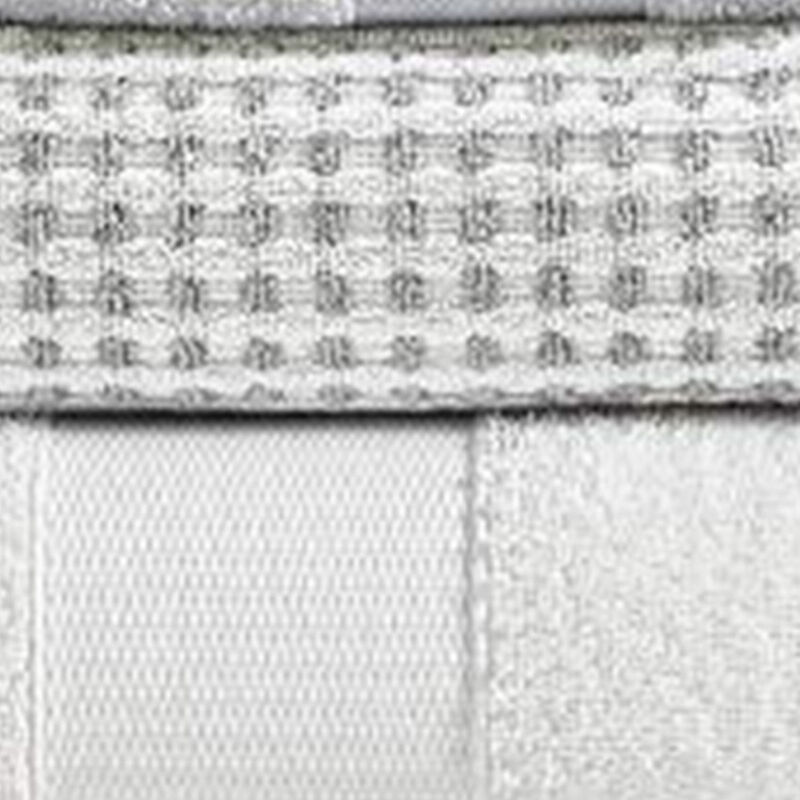 Porto 6 Piece Dual Tone Towel Set with Jacquard Grid Pattern The Urban Port, White-Benzara