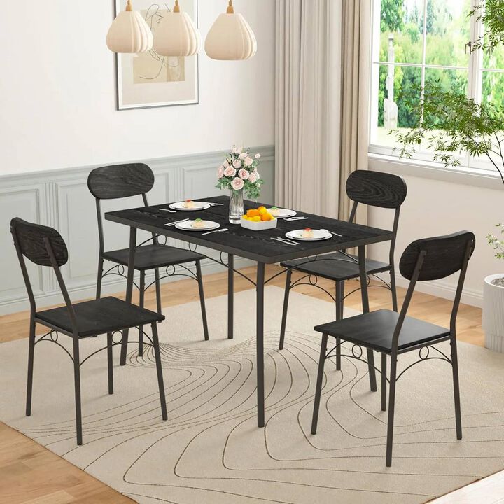 Stylish Modern 5-Piece Dining Set with Wood-Top Table and Chairs