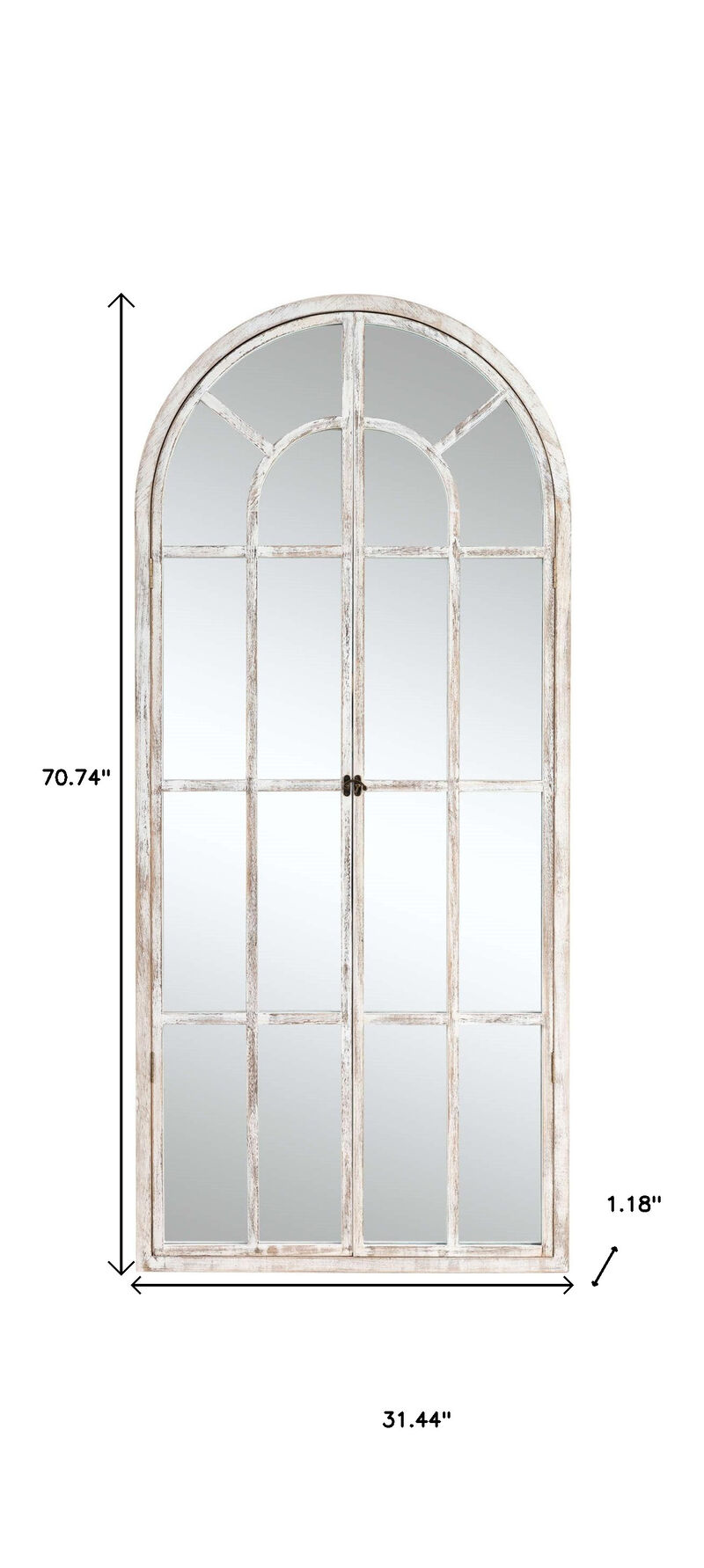 HomeRoots 71" White Solid Wood Arch Framed Full Length Mirror image number 5
