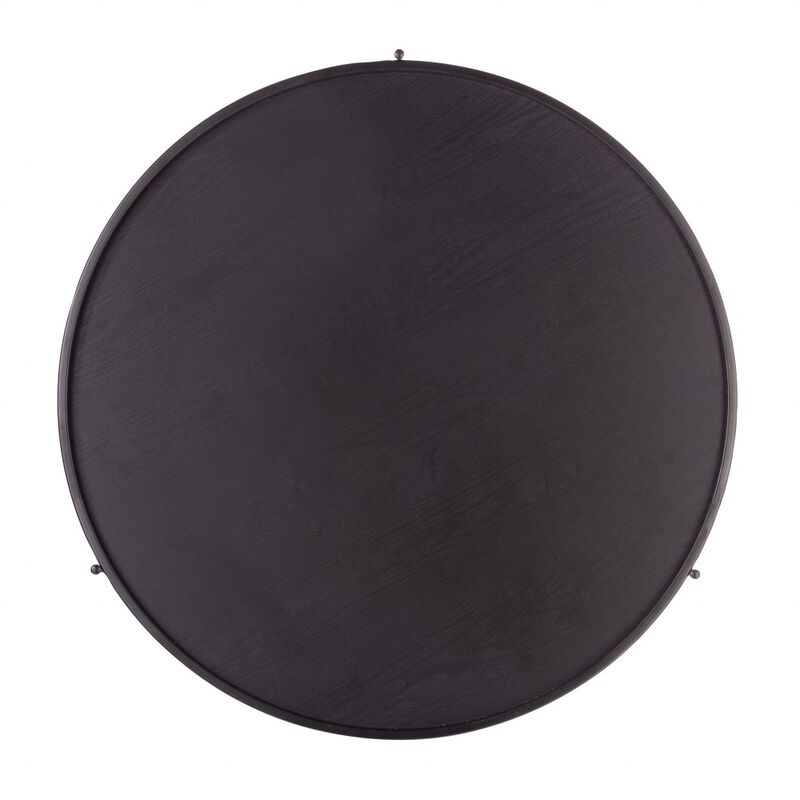 Hivvago 33 Inch  Black Manufactured Wood And Metal Round Coffee Table