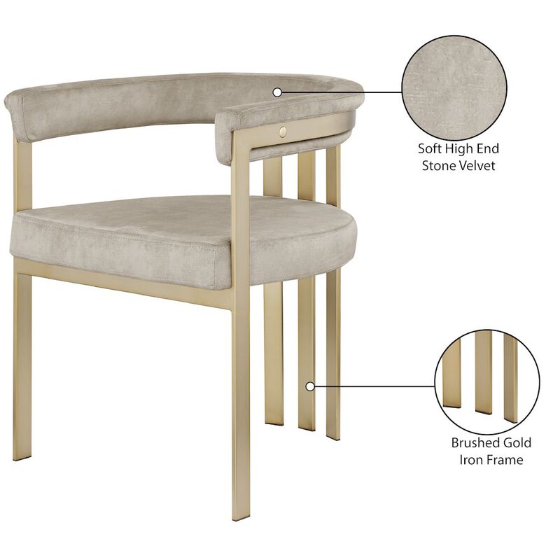 Meridian Furniture Marcello Stone Colored Velvet Dining Chair, Set of 2