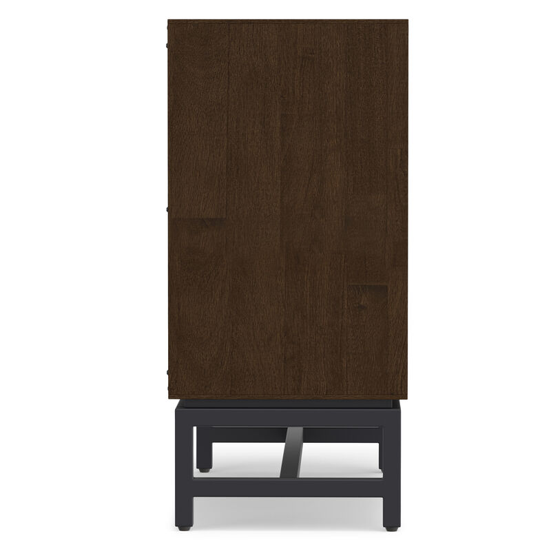 Banting SOLID HARDWOOD 32 inch Wide Modern Industrial Low Storage Cabinet in Walnut Brown image number 5