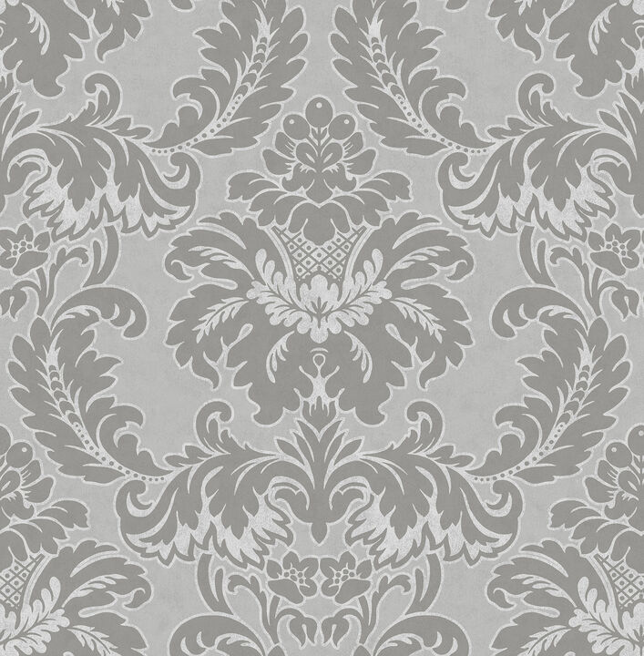 Windsor Grey Damask Wallpaper