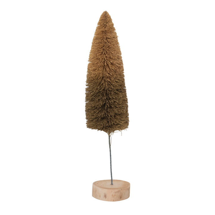 Sisal Bottle Brush Tree with Wood Base, Moss Green
