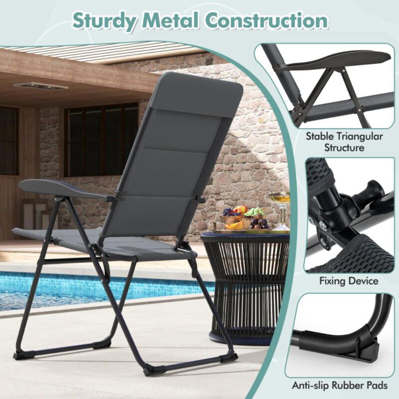 Hivvago 2 Pieces Outdoor Folding Patio Chairs with Adjustable Backrests for Bistro and Backyard