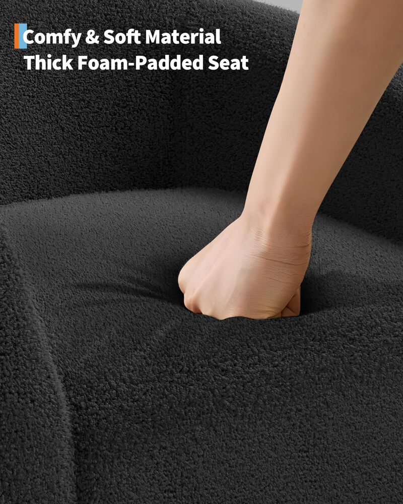 Modern Barrel Accent Chair, Soft Padded Round Armchair in Suede & Boucle Fabric, Ideal for Living Room, Bedroom and Lounge image number 3