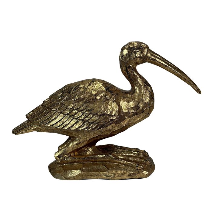 Gold Resin Crane Statue Bird Figurine 975 In Antique Style Table Decor