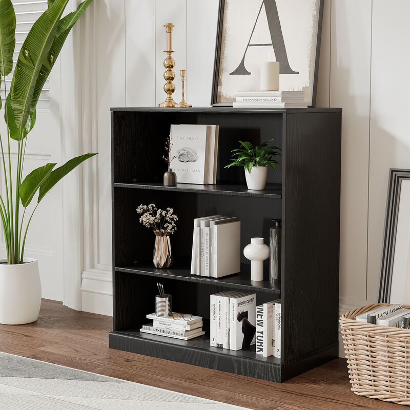 Wood Accent Sideboard Cabinet in Black, Storage Organizer with Adjustable Shelves