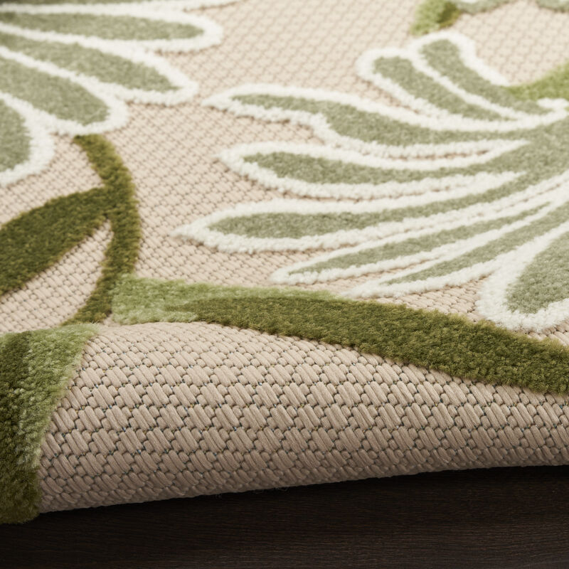 HomeRoots 8' Ivory And Green Floral Indoor Outdoor Runner Rug image number 2