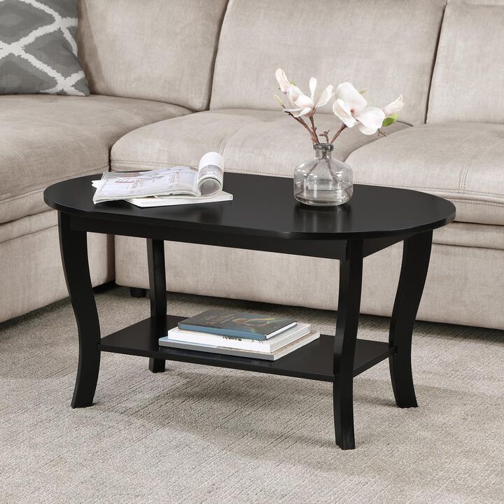 Convenience Concepts American Heritage Oval Coffee Table with Shelf