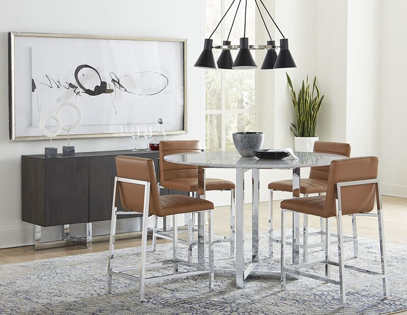 Amalfi 54 inch Round Carrara Marble Top Counter Table