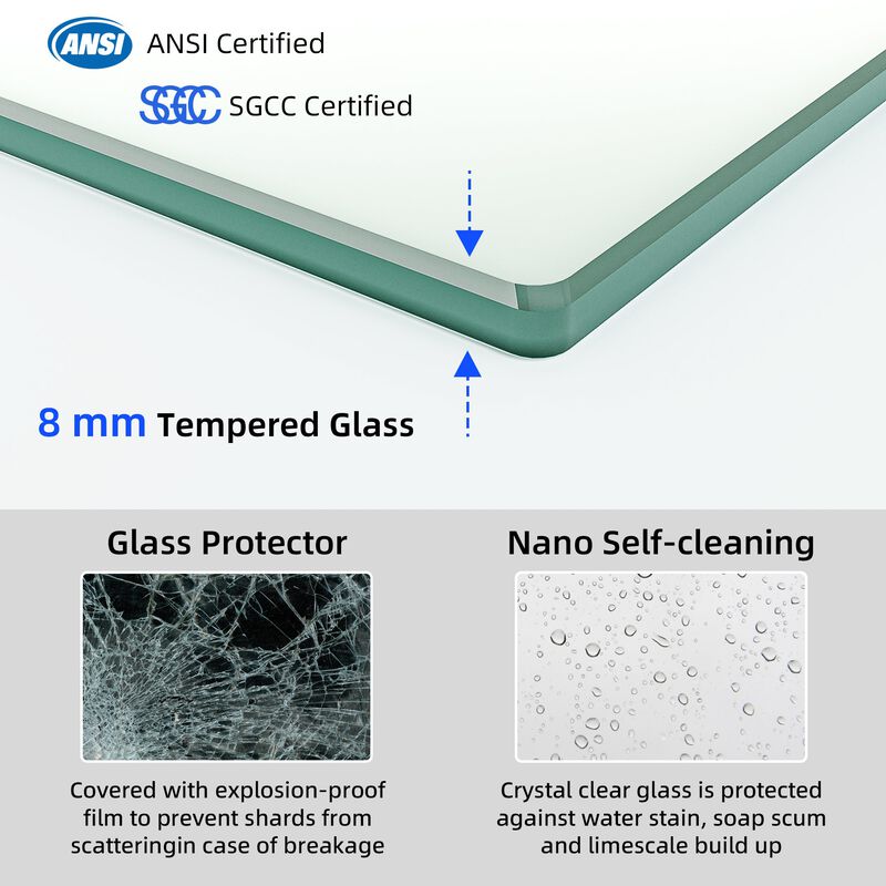 Heavy-Duty Aluminum Shower Door with Anti-Derailment Track, 60x76 Wide Adjustable