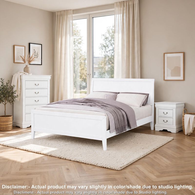 Ry Three Piece Full Size Bedroom Set, Sleek Modern Transitional Style, White image number 6