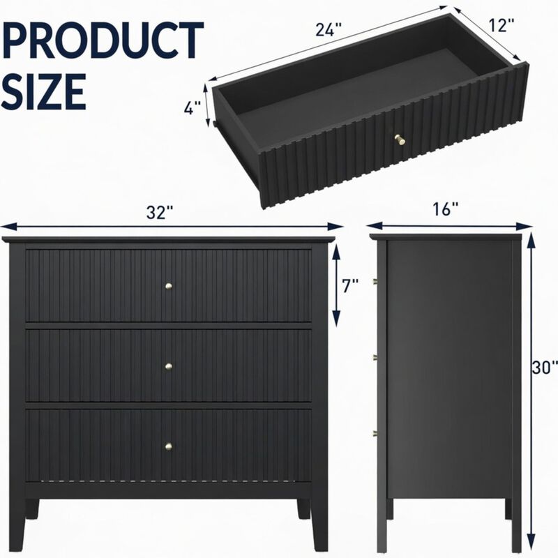 Bekkig Modern 3-Drawer Dresser image number 9