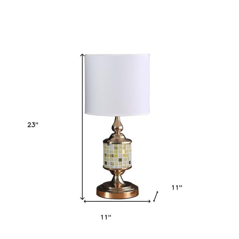 Hivvago 23" Gold Bedside Table Lamp With White Drum Shade