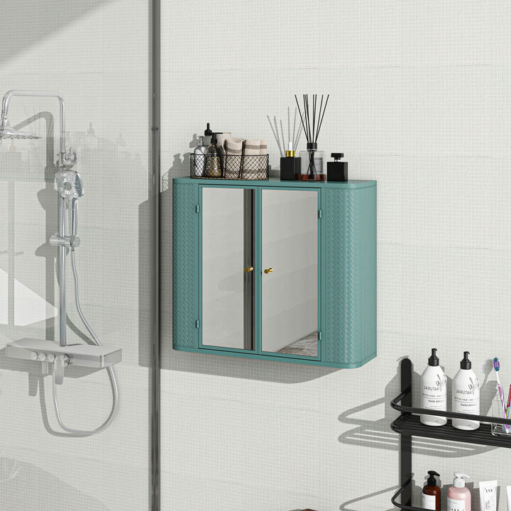 ELEMENT ACE Wall-Mounted Bathroom Storage Cabinet with Mirror Doors and Open Shelf