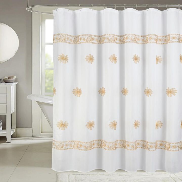 RT Designers Collection Bianca Embroidered Stylish Shower Curtain 70" x 72" Yellow