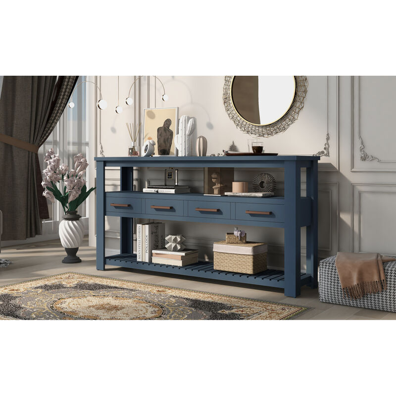 62.2" Modern Console Table Sofa Table for Living Room with 4 Drawers and 2 Shelves image number 8