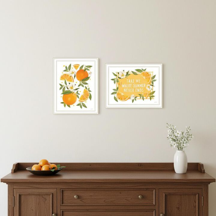 HomeRoots Set Of Two Take Me Where Summer Never Ends White Framed Wall Art
