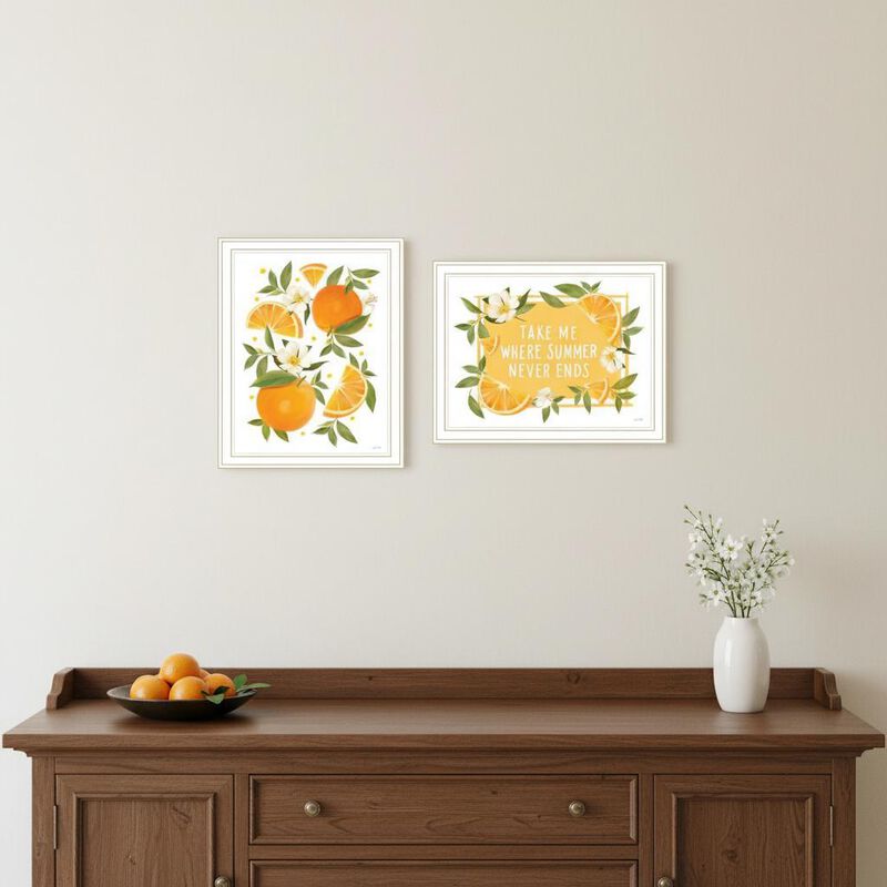 HomeRoots Set Of Two Take Me Where Summer Never Ends White Framed Wall Art image number 1