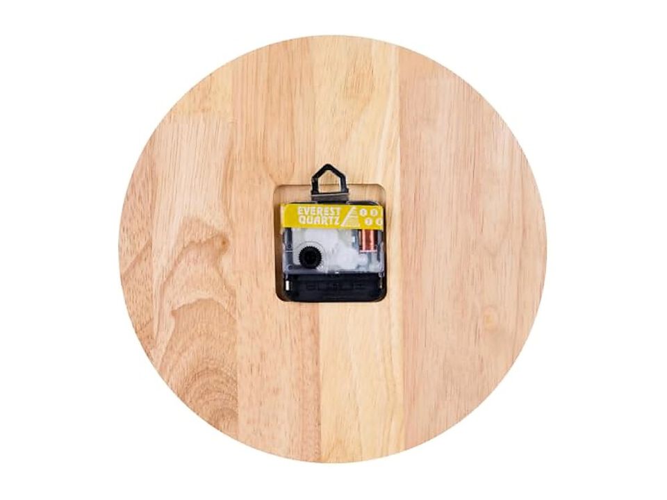 Wooden Black Acrylic Dot Rubber Wood Wall Clock 24 Cm Modern Living Room Decor